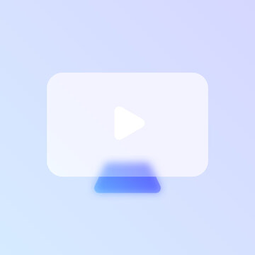 play video glass morphism trendy style icon. pc monitor transparent glass color vector icon with blur and purple gradient. for web and ui design, mobile apps and promo business banners and posters © Dmytro