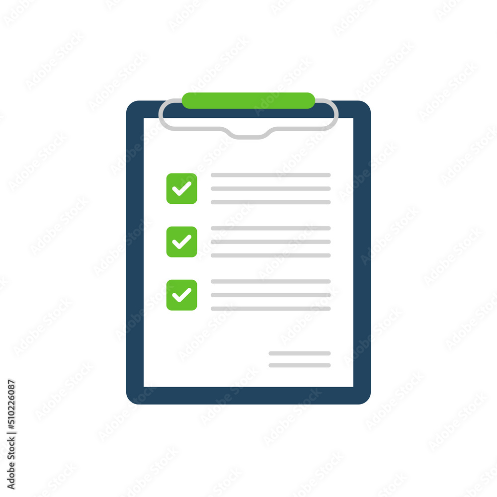 Poster contract document icon in flat style. report vector illustration on isolated background. checklist p