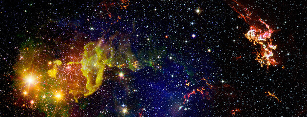 Incredibly beautiful galaxy in outer space. Nebula night starry sky in rainbow colors. Multicolor...