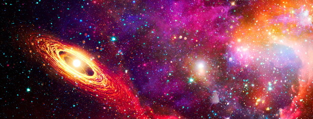 Incredibly beautiful galaxy in outer space. Nebula night starry sky in rainbow colors. Multicolor...