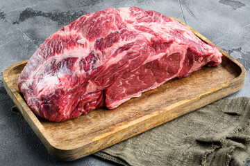 Raw fresh meat Ribeye steak entrecote of Black Angus Prime meat, on gray stone background
