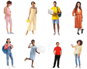 Fototapeta premium Group of African-American people on white background