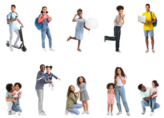 Fototapeta premium Group of African-American people on white background
