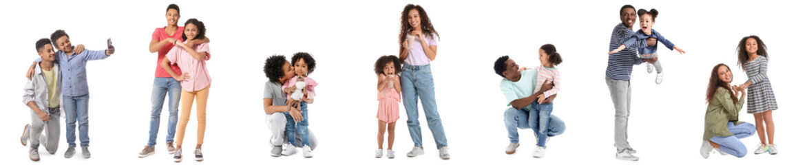 Group of African-American people on white background