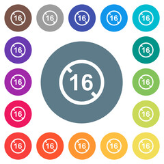 Not allowed under 16 flat white icons on round color backgrounds