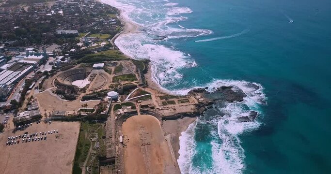 Caesarea Amphitheater in Israel, Aerial view