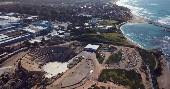 Caesarea Amphitheater in Israel, Aerial view