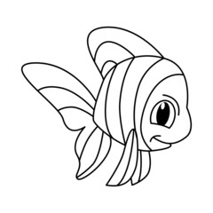 Cute fish cartoon coloring page illustration vector. For kids coloring book.