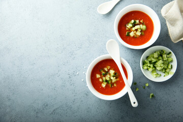 Traditional homemade cold gazpacho soup