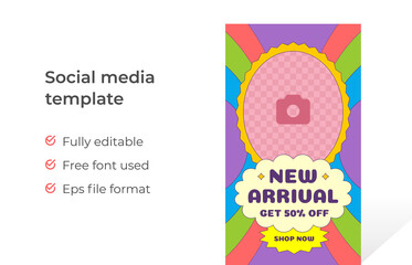 Pop art new arrival advertising social media story template