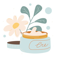 Spa relax vector Eco beauty product with chamomile Natural organic skin care face cream