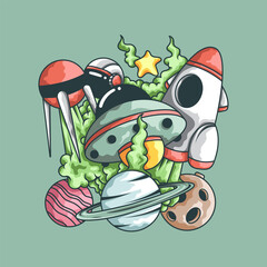 Space and rocket art design illustration