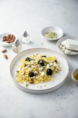 Couscous with feta cheese and olives