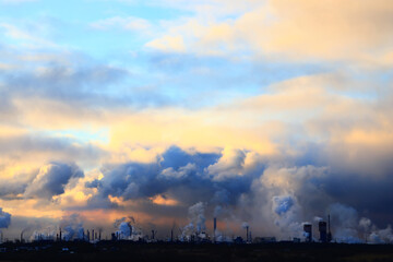 Fototapeta na wymiar metallurgical plant landscape pollution of nature