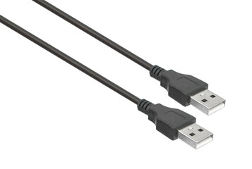 USB connector, USB with cable, isolated on white background