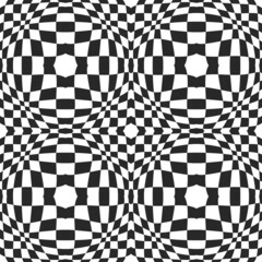 The checkers are convex on the canvas. Vector with identical chess cells. Convex chess background for decor and interior.