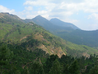 Naklejka premium landscape with clouds, sky and mountain.