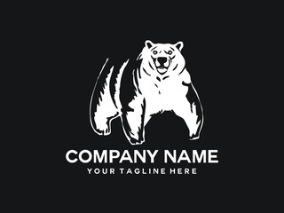 bear silhouette looks fierce logo vector