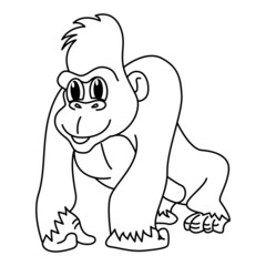 Cute gorilla cartoon coloring page illustration vector. For kids coloring book.