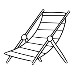 Monochrome picture, Striped beach chair, comfortable chaise longue vector illustration in cartoon style