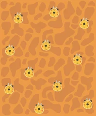 Fotobehang Print with giraffe skin background with giraffe faces © CHELO