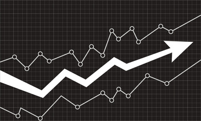 Financial chart and graph of business abstract growth with up arrow of stocks. Chart of market profit increase. Vector. Graphic of finance business economy progress. Money rise concept diagram
