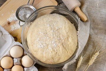 Leavened yeast dough ready for use for bread, pizza, pies - 510239609