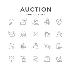 Set line icons of auction - obrazy, fototapety, plakaty