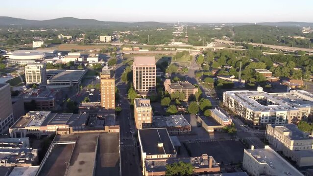 Aerial Flying Over Huntsville, Drone View, Alabama, Downtown, Amazing Landscape