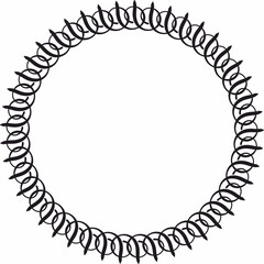 Round frame. Circle Ornamental decorative frame with leaves and floral element 