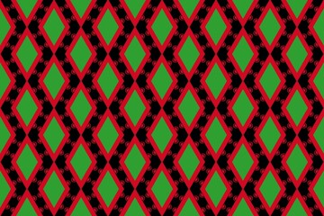 Geometric pattern in the colors of the national flag of Malawi. The colors of Malawi.
