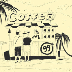  Vector Illustration Cafe Near The Beach