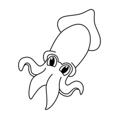 Cute squid cartoon coloring page illustration vector. For kids coloring book.