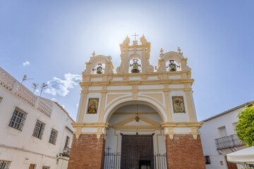 Fototapeta na wymiar Parish of Santa Maria De La Mesa in Grazalema, considered one of the most beautiful white villages in Spain, in Cadiz, Andalusia, Spain