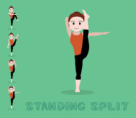 Yoga Tutorial Standing Split Cartoon Vector Illustration
