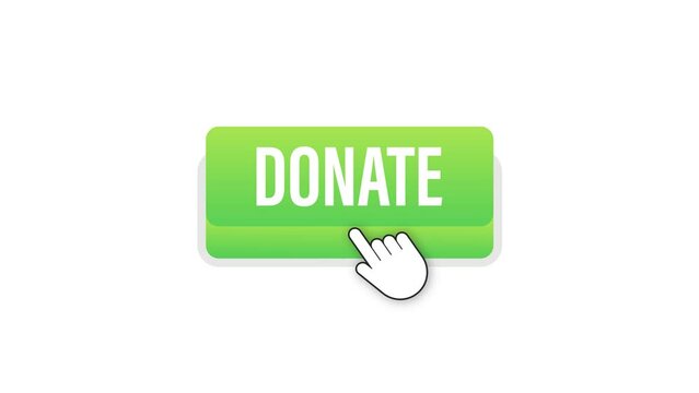 Donate with cursor button. Internet icon. Pointer click icon. Motion graphics 4k