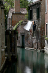 foreshortening of a Navigable Canal in the Island of Venice in Italy