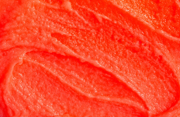 Berry yoghurt ice cream. Delicious sweet dessert close-up as a background. Smoothies from fresh fruits and berries. Ice cream texture.