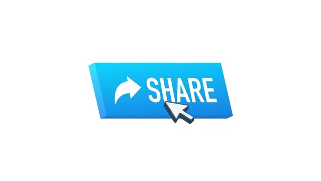 Share button, great design for any purposes. White background. Cartoon Motion graphics . Arrow Motion graphics icon 4k