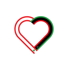 unity concept. heart ribbon icon of lebanon and libya flags. vector illustration isolated on white background