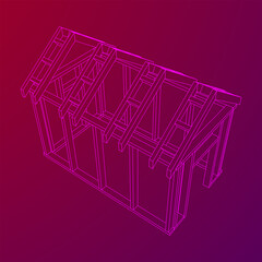 Building object or framing house. Greenhouse construction frame.