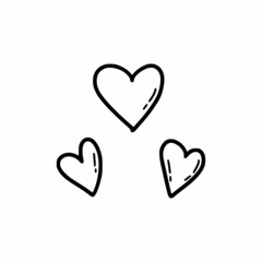 Cute heart in doodle style doodles. Hand drawn illustration. Sticker. Postcard decor element.