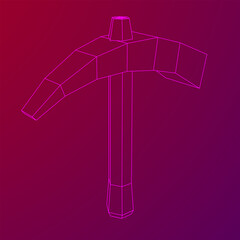 Obraz premium Pickaxe for extraction. Miners hand tool. Wireframe vector illustration