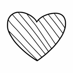Cute heart in doodle style doodles. Hand drawn illustration. Sticker. Postcard decor element.