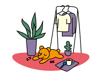 おうちで居眠りするクマ