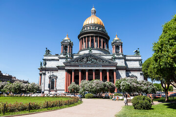 View of the largest Orthodox church in St. Petersburg St. Isaac's Cathedral on St. Isaac's Square, St. Petersburg, Russia