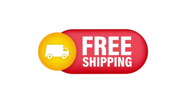 Free shipping. Badge with truck. Motion graphics . 4k