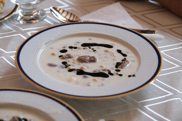 A Plate of Yuvarlama Meal in Table, Yuvalama is Traditional Food for Ramadan Holidays in Gaziantep, Turkey