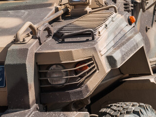 Abu Dhabi, UAE - Feb.23. 2011: Typhoon 4x4 Mine Resistant Ambush Protected (MRAP) APC at IDEX 201