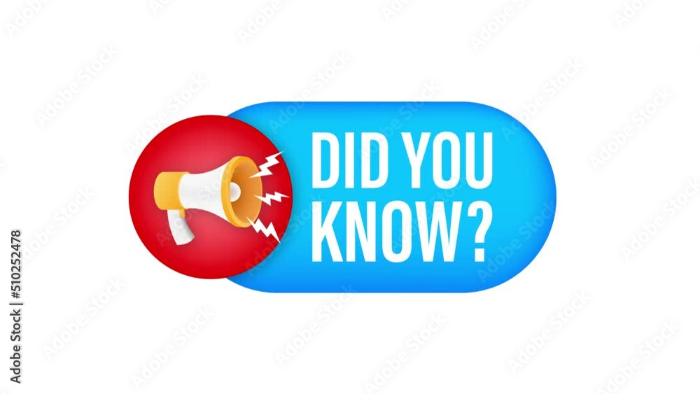 Aufkleber megaphone label with did you know. megaphone banner. web design. motion graphics . 4k